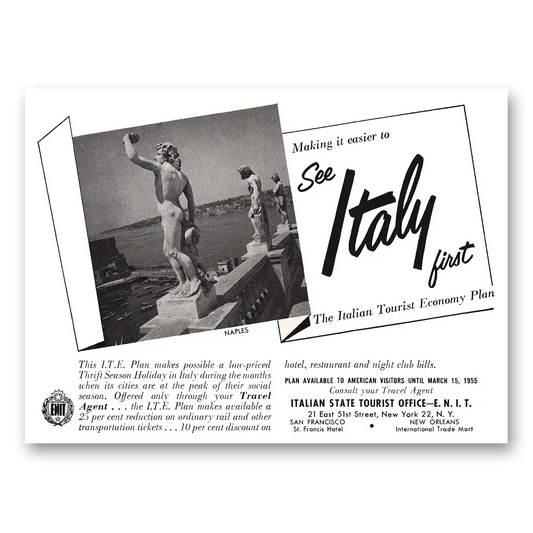 1954 Italy Naples See Italy First Vintage Magazine Print Ad