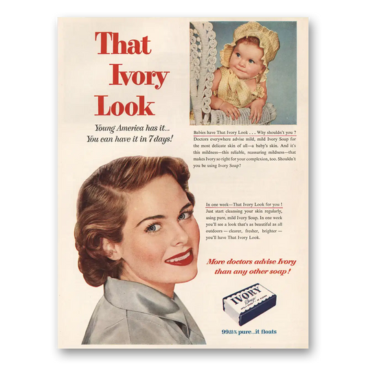 1954 Ivory Soap Look Young America Has It Vintage Magazine Print Ad