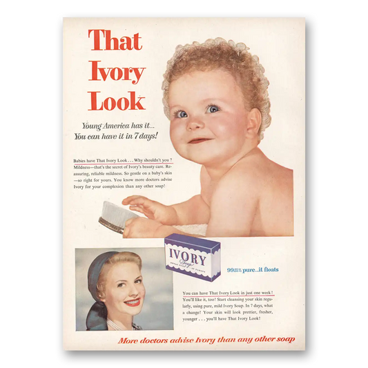 1954 Ivory Soap Young America Has It Vintage Magazine Print Ad