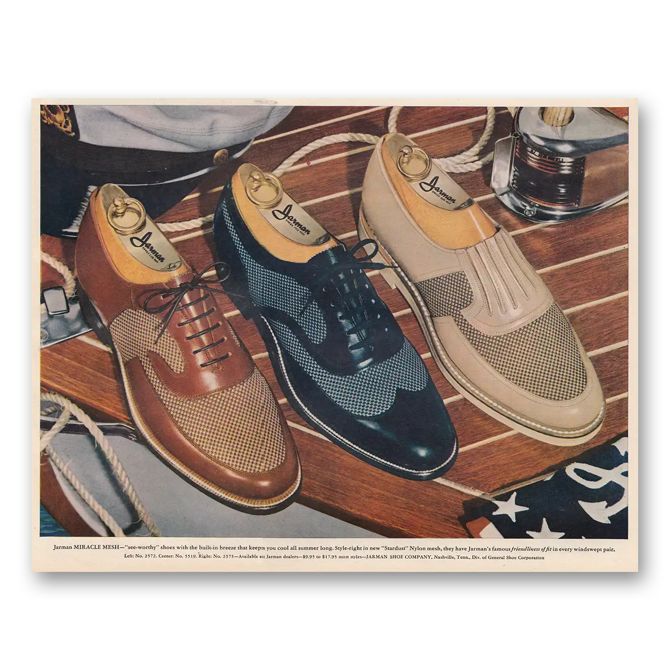 1954 Jarman Shoes Miracle Mesh Vintage Magazine Print Ad