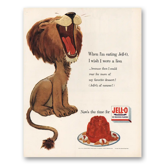 1954 Jell-O I Wish I Were a Lion Vintage Magazine Print Ad