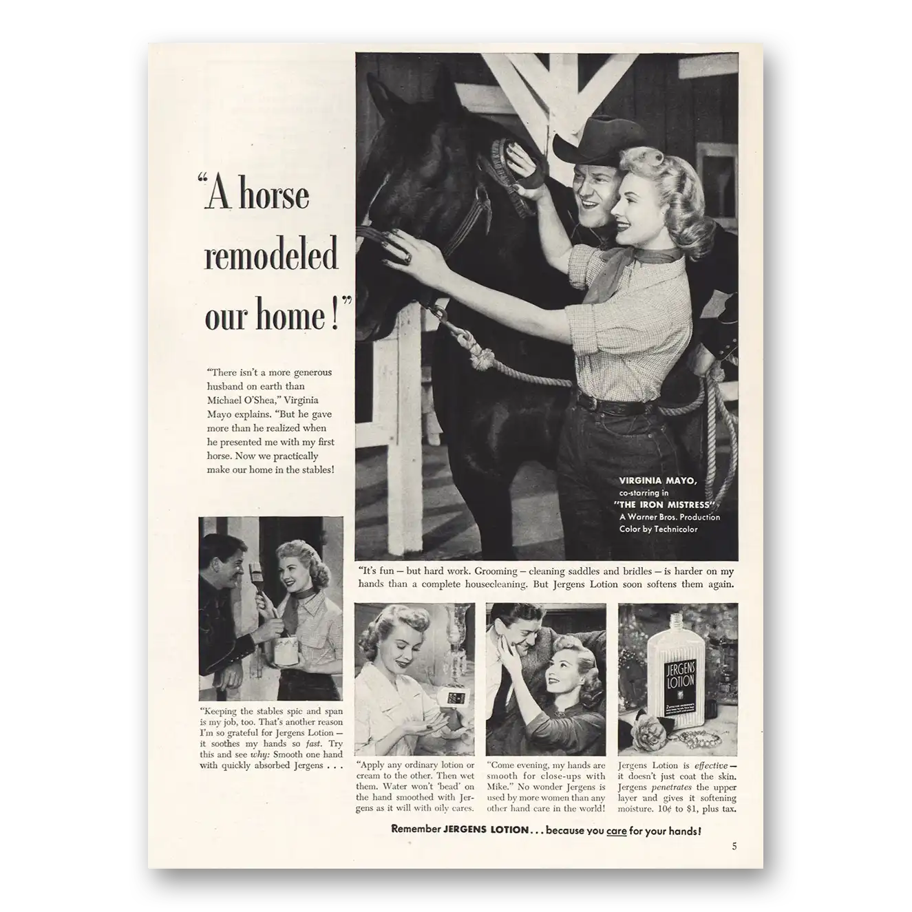 1954 Jergens Lotion Horse Remodeled Our Home Vintage Magazine Print Ad