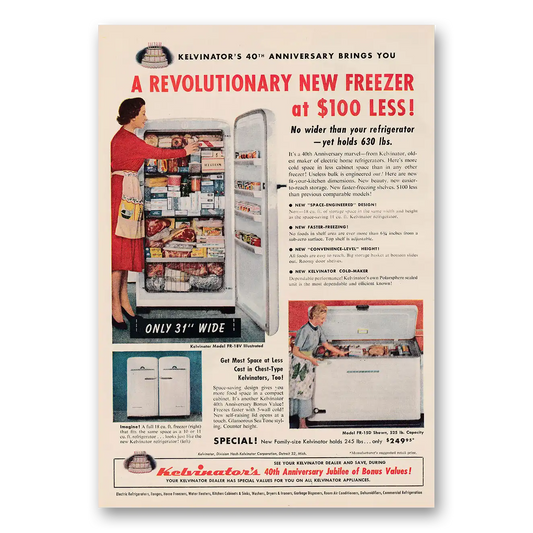 1954 Kelvinator Refrigerator Freezer 40th Anniversary Vintage Magazine Print Ad