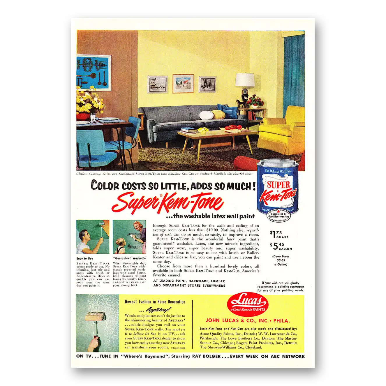 1954 Super Kem Tone Paint Color Costs So Little Vintage Magazine Print Ad