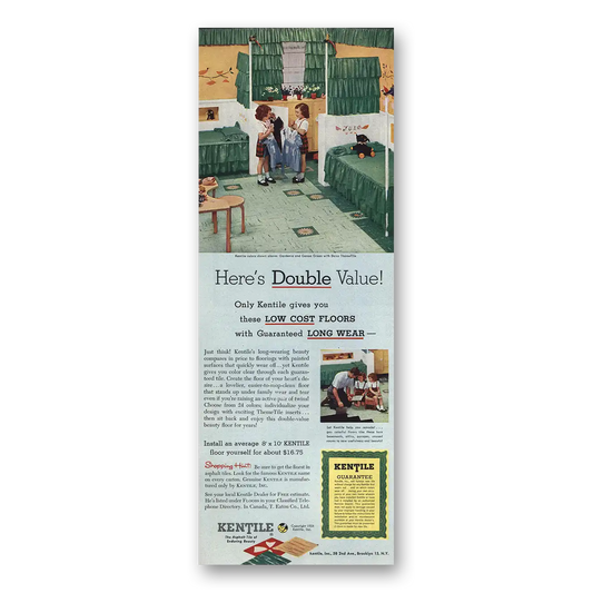 1954 Kentile Flooring Flooring Double Value Twins Vintage Magazine Print Ad