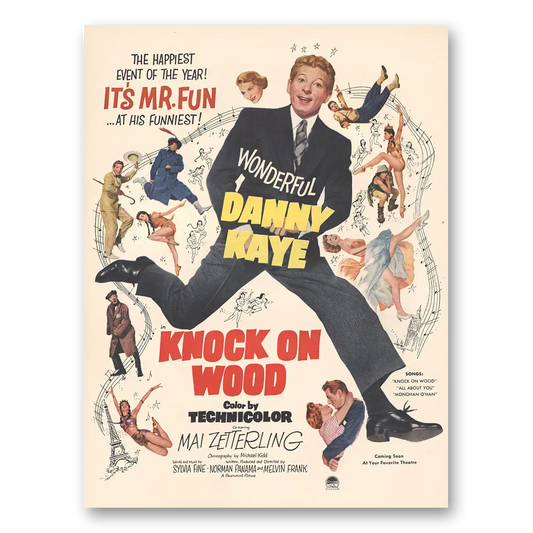 1954 Knock On Wood Movie Promo Danny Kaye Vintage Magazine Print Ad