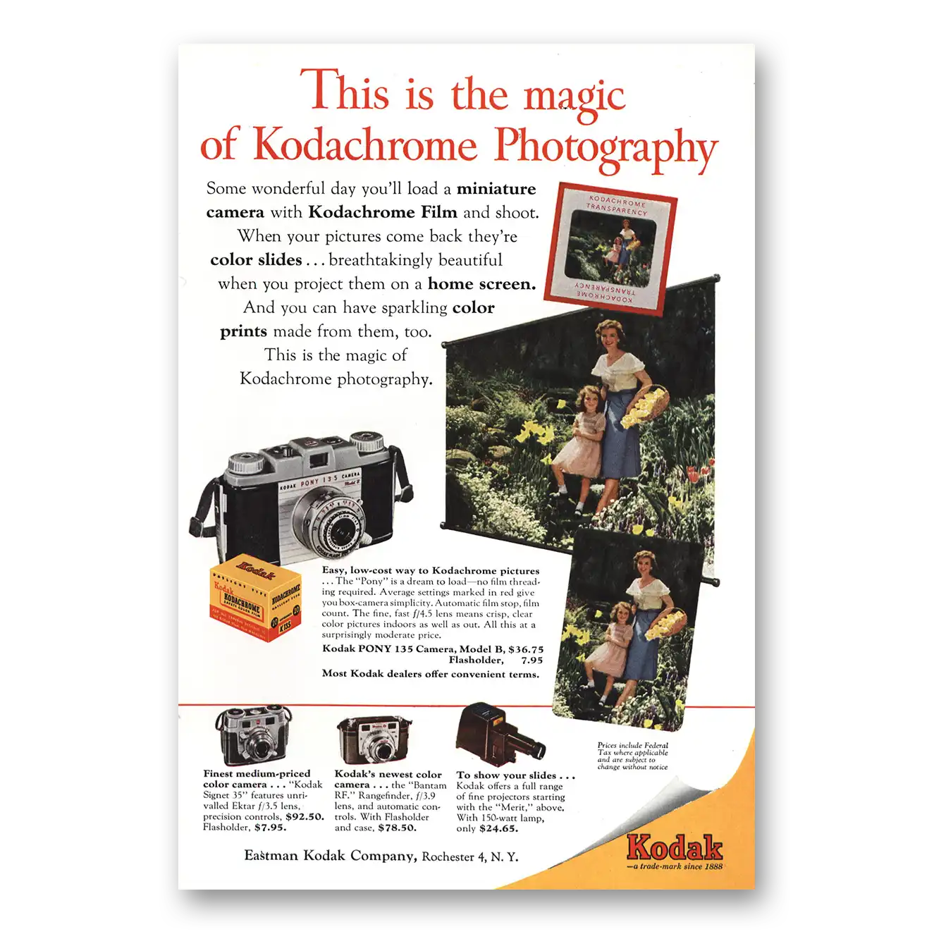 1954 Eastman Kodak Magic of Kodachrome Photography Vintage Magazine Print Ad