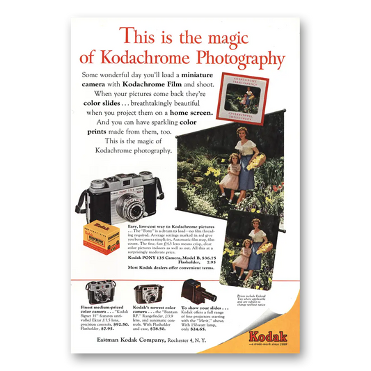 1954 Eastman Kodak Magic of Kodachrome Photography Vintage Magazine Print Ad