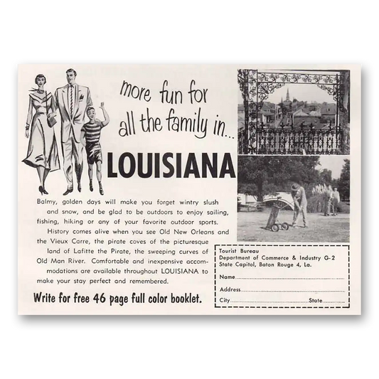 1954 Louisiana Balmy Golden Days Vintage Magazine Print Ad