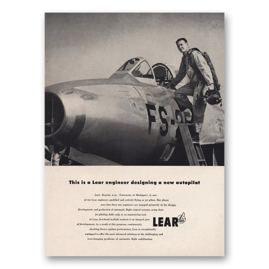 1954 Lear Engineer Designed New Autopilot Vintage Magazine Print Ad