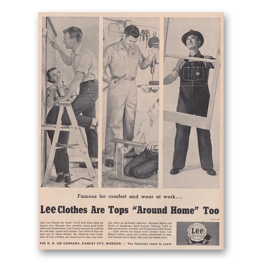 1954 Lee Work Clothes Clothes Tops Around Home Too Vintage Magazine Print Ad