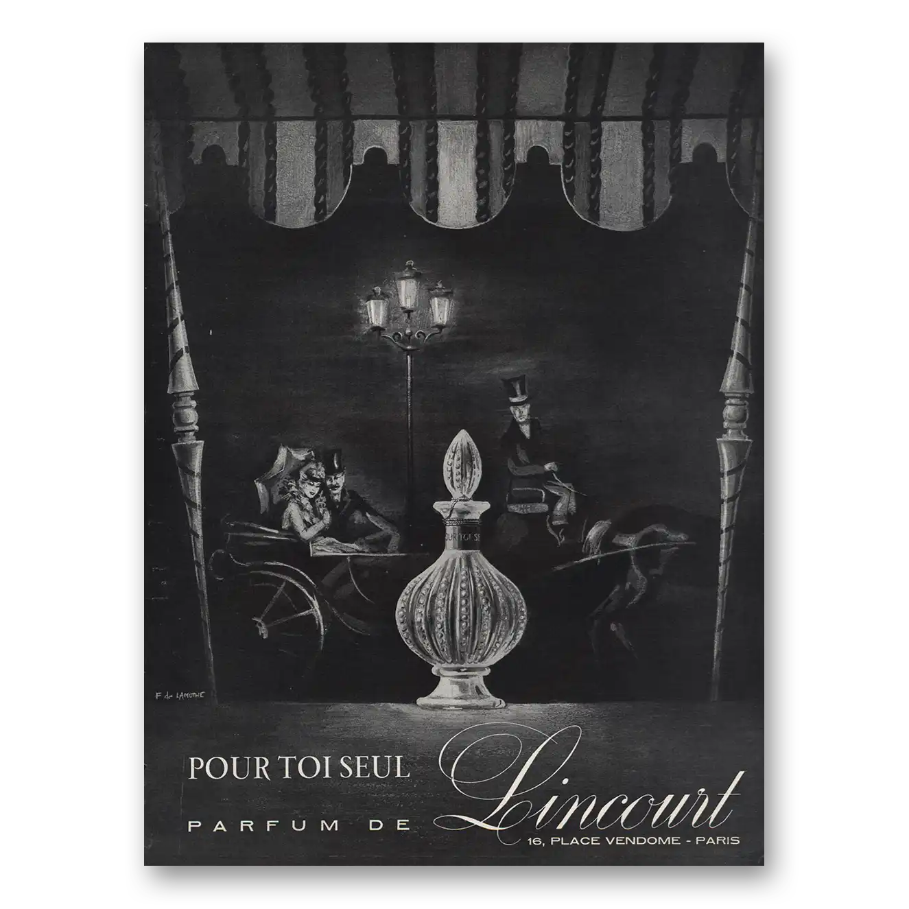 1954 Lincourt Pour Toi Seul Parfum Vintage Magazine Print Ad