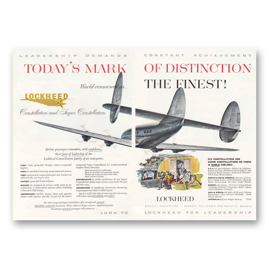 1954 Lockheed Constellation Todays Mark of Distinction Vintage Magazine Print Ad