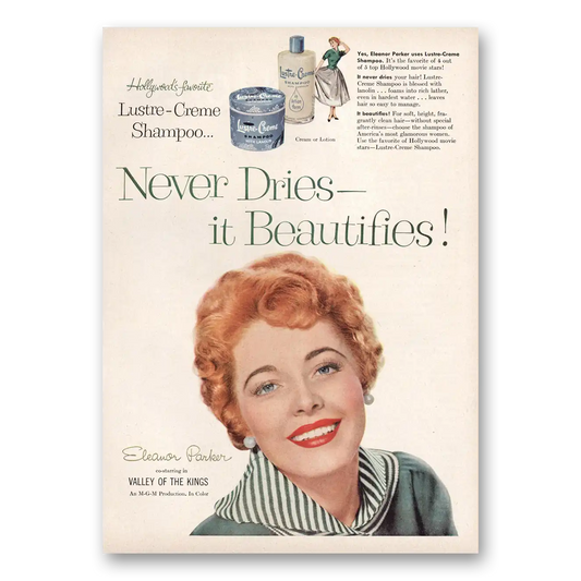 1954 Lustre Creme Shampoo Eleanor Parker Vintage Magazine Print Ad