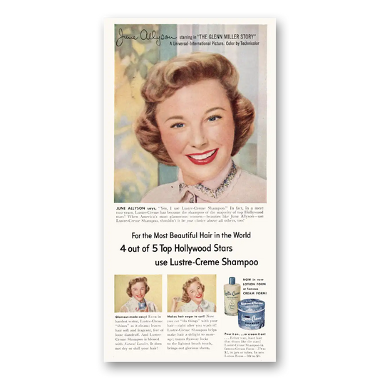 1954 Lustre Creme Shampoo June Allyson Vintage Magazine Print Ad