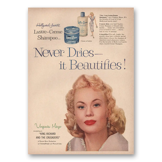 1954 Lustre Creme Shampoo Virginia Mayo Vintage Magazine Print Ad