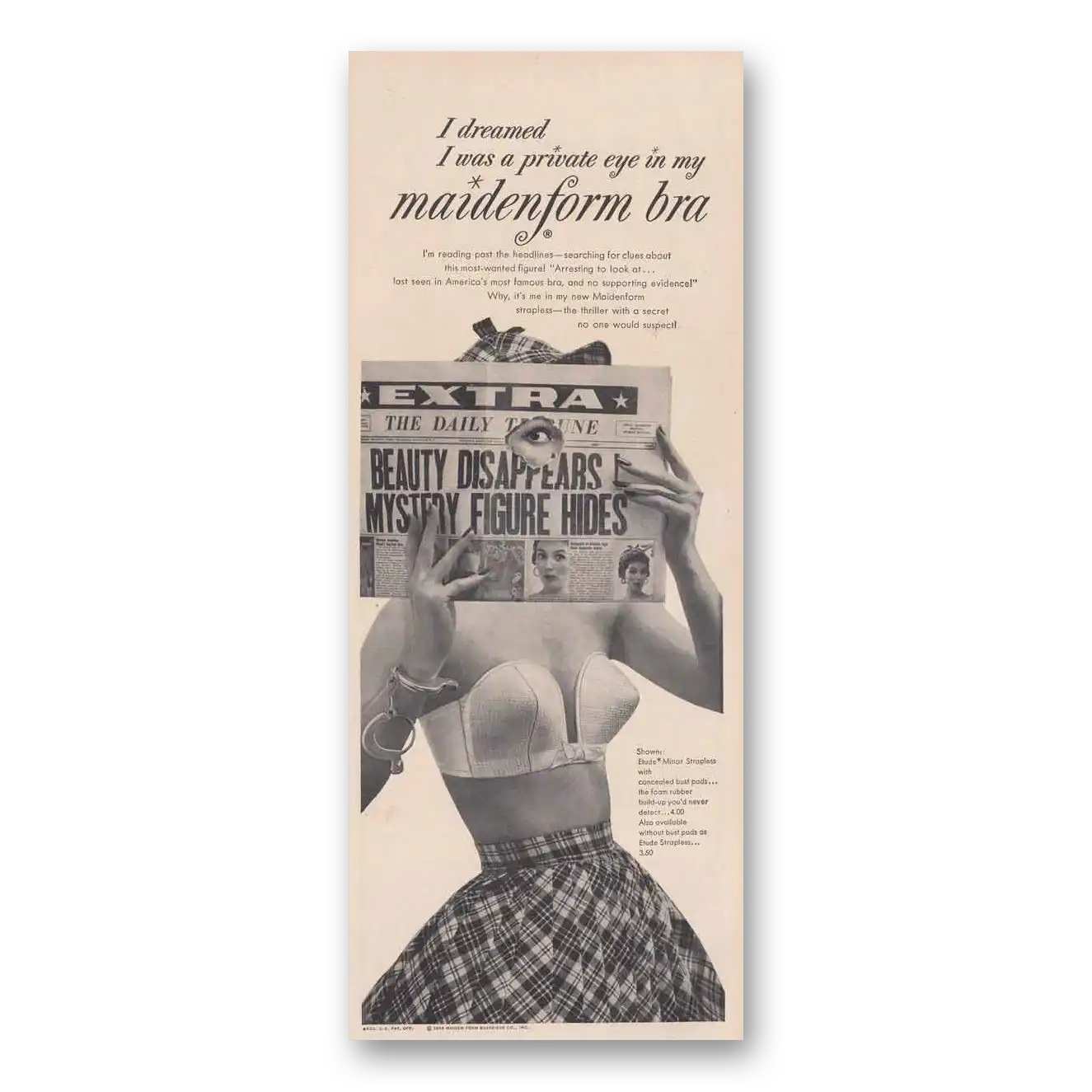 1954 Maidenform Undergarments I Dreamed I Was a Private Eye Vintage Magazine Print Ad