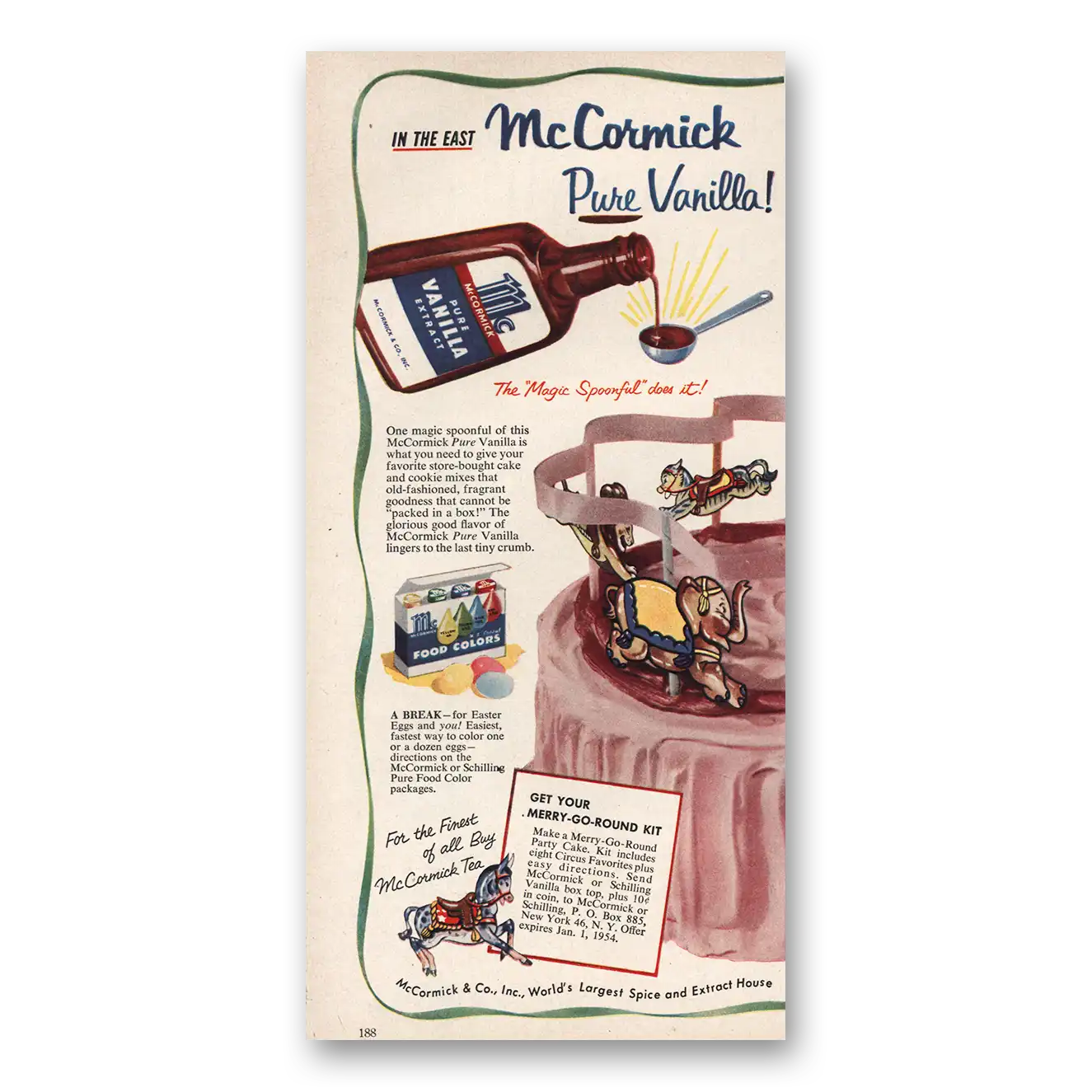 1954 McCormick Vanilla Magic Spoonful Vintage Magazine Print Ad