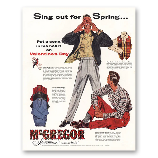 1954 McGregor Sportswear Sing Out for Spring Vintage Magazine Print Ad