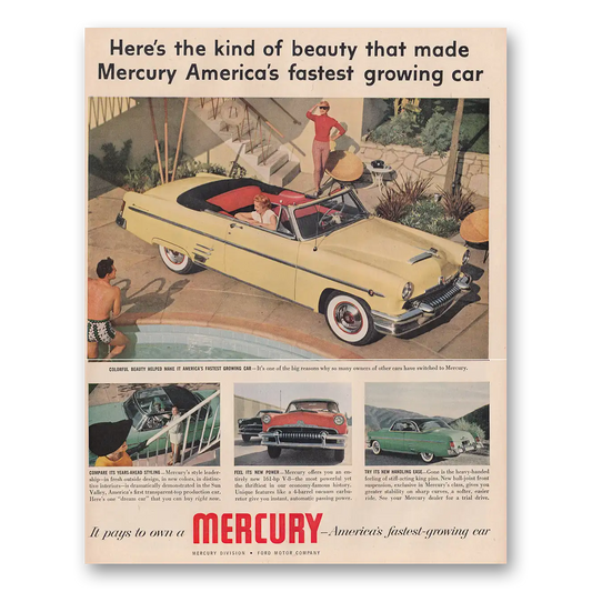 1954 Mercury Kind of Beauty That Made Mercury Americas Fastest Growing Vintage Magazine Print Ad