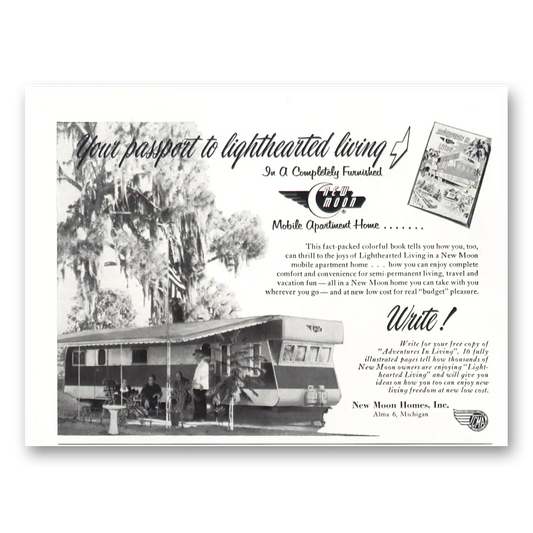 1954 New Moon Homes Lighthearted Living Vintage Magazine Print Ad