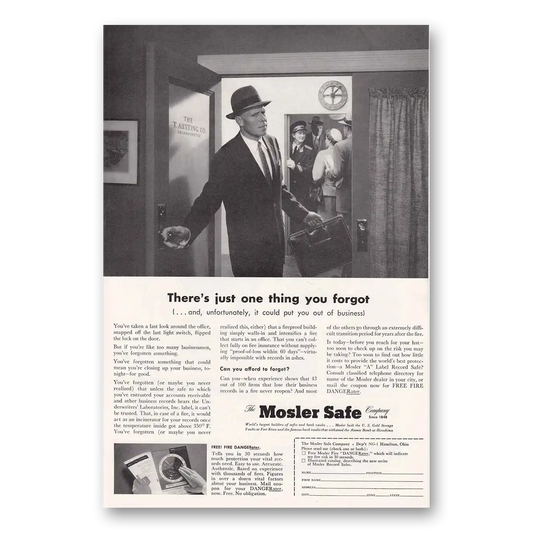 1954 Mosler Safe Theres Just One Thing Vintage Magazine Print Ad