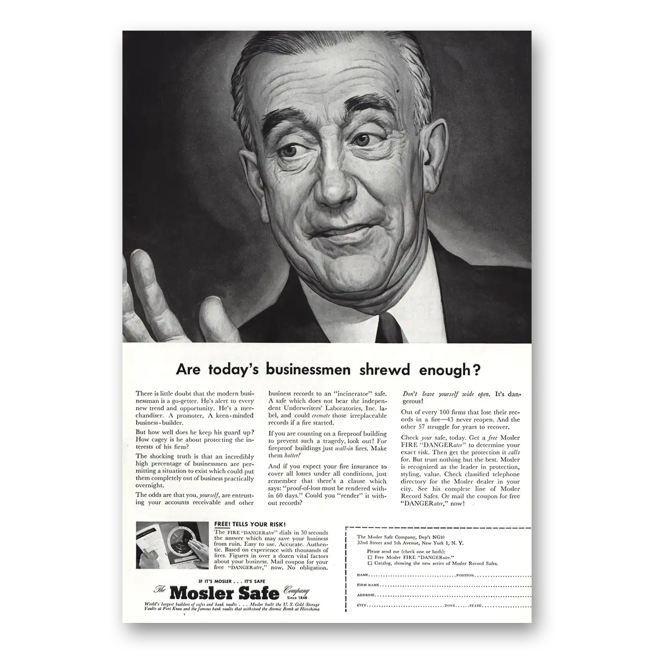 1954 Mosler Safe Todays Businessmen Vintage Magazine Print Ad