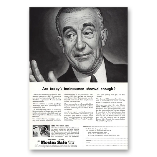 1954 Mosler Safe Todays Businessmen Vintage Magazine Print Ad