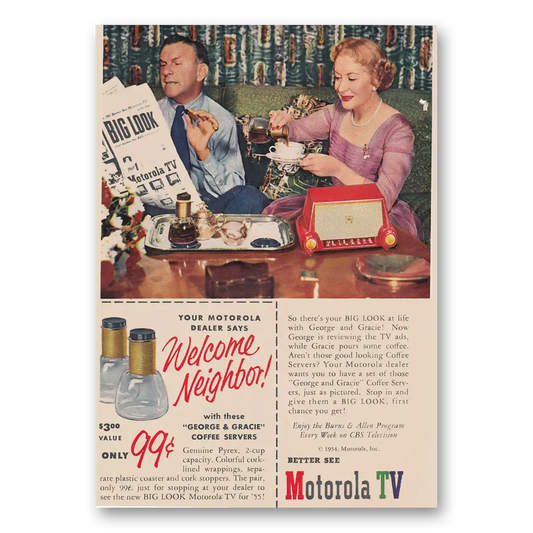 1954 Motorola Television Welcome Neighbor Vintage Magazine Print Ad