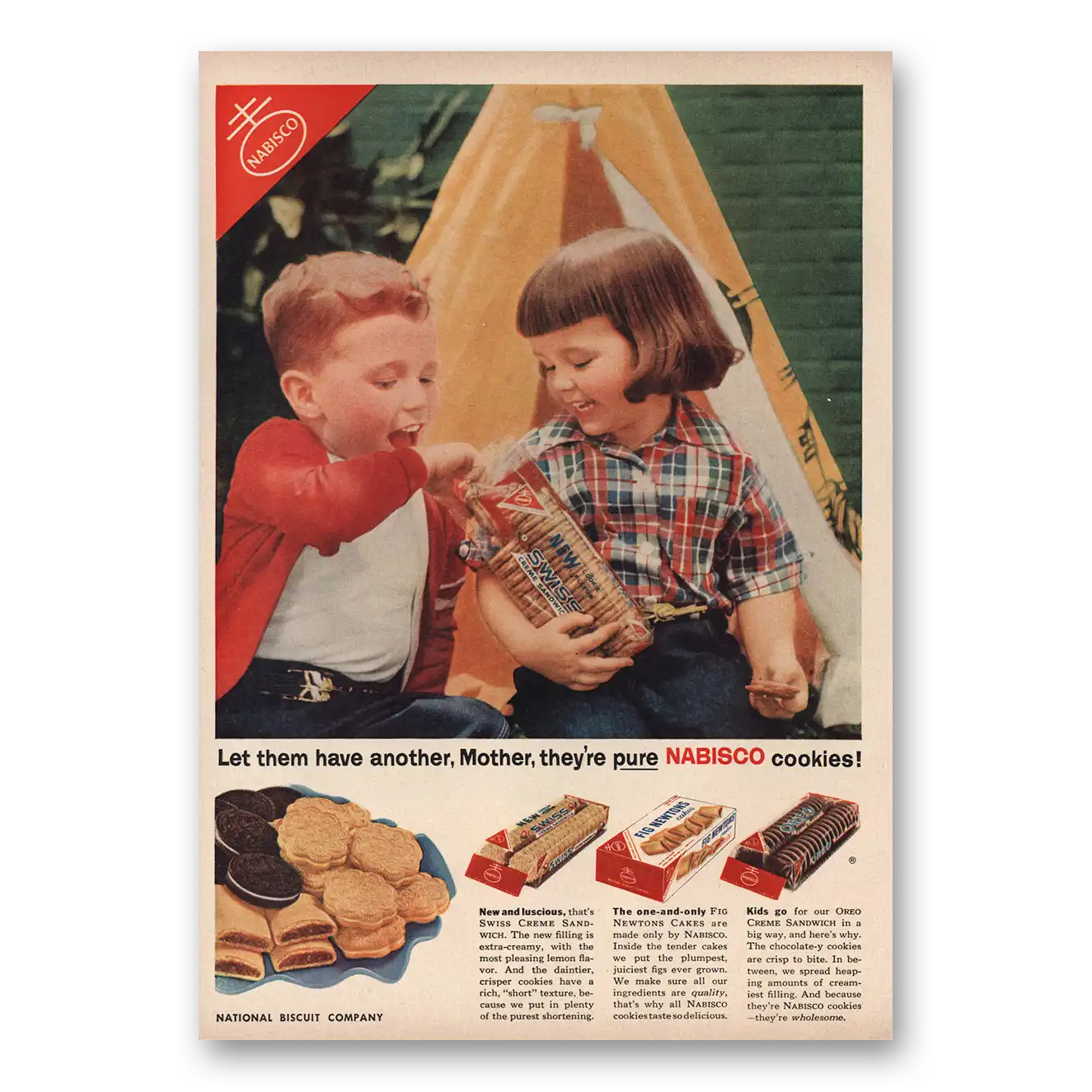 1954 Nabisco Cookies Cookies Let Them Have Another Mother Vintage Magazine Print Ad