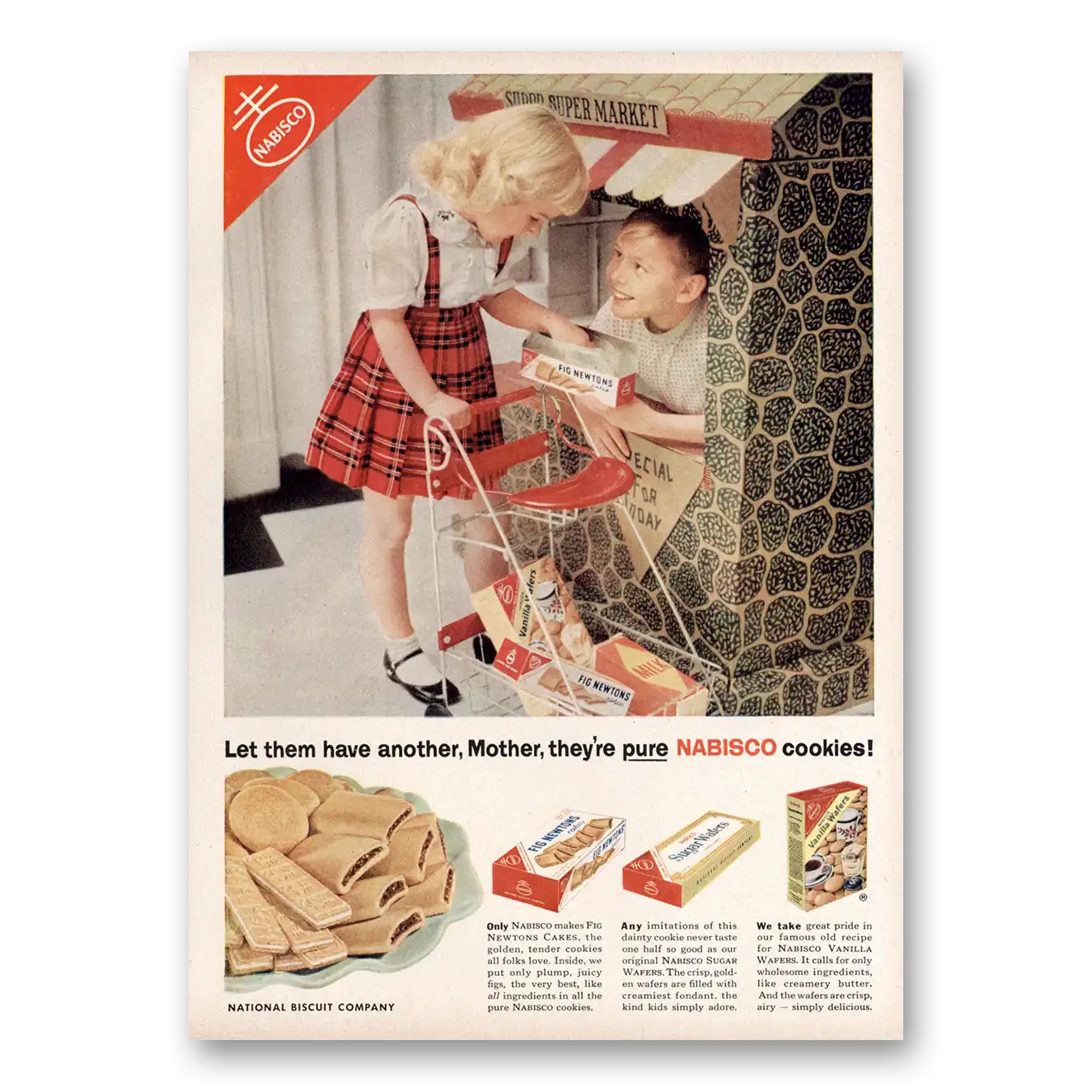 1954 Nabisco Cookies Let Them Have Another Mother Vintage Magazine Print Ad