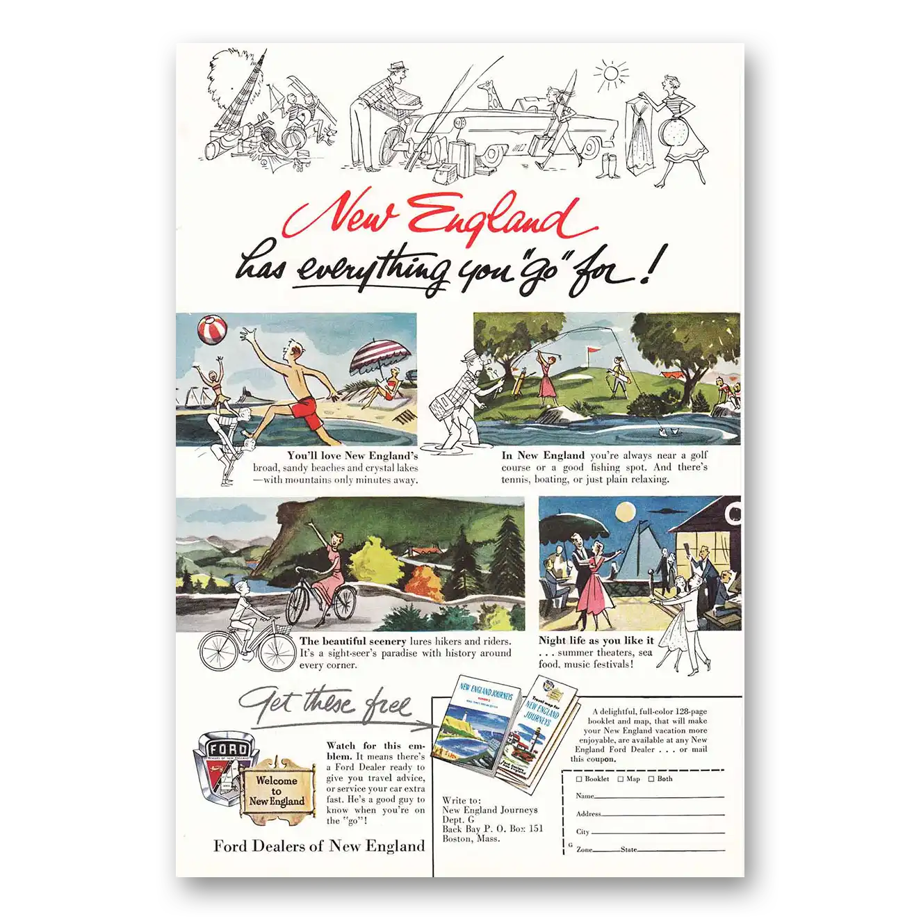 1954 Ford New England Ford Dealers of New England Vintage Magazine Print Ad