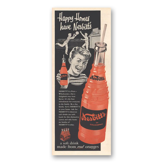 1954 Nesbitts Orange Drink Happy Homes Vintage Magazine Print Ad