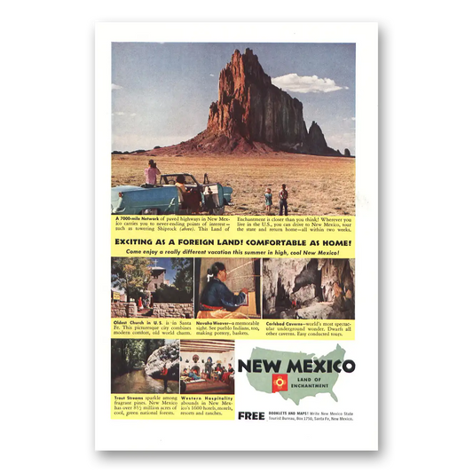 1954 New Mexico Shiprock Exciting as Foreign Land Vintage Magazine Print Ad