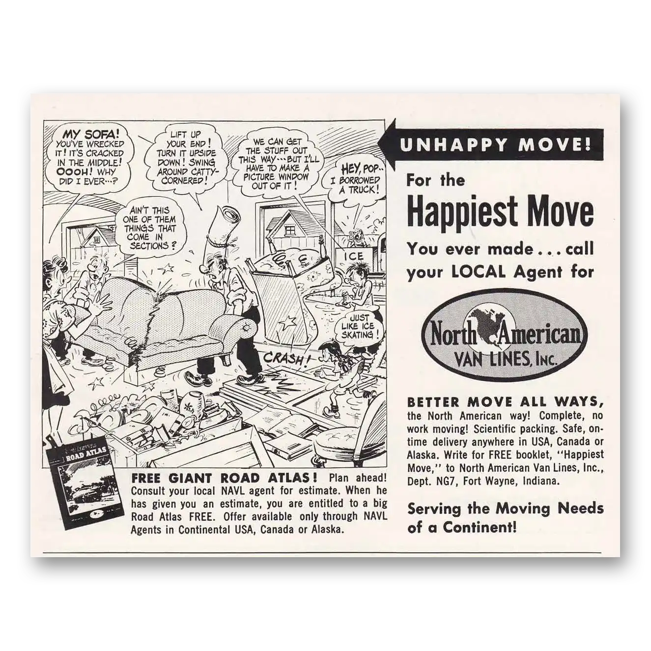 1954 North American Van Lines Happiest Move Vintage Magazine Print Ad