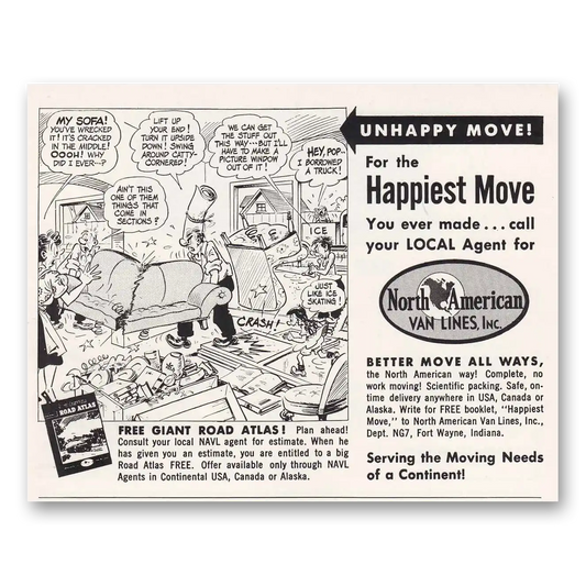 1954 North American Van Lines Happiest Move Vintage Magazine Print Ad