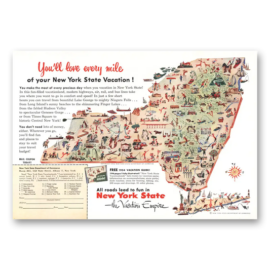 1954 New York Love Every Mile Vintage Magazine Print Ad