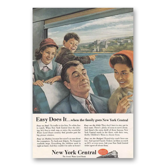 1954 New York Central Easy Does It Vintage Magazine Print Ad