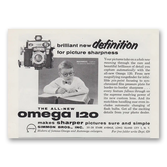 1954 Omega Camera Brilliant New Definition Vintage Magazine Print Ad