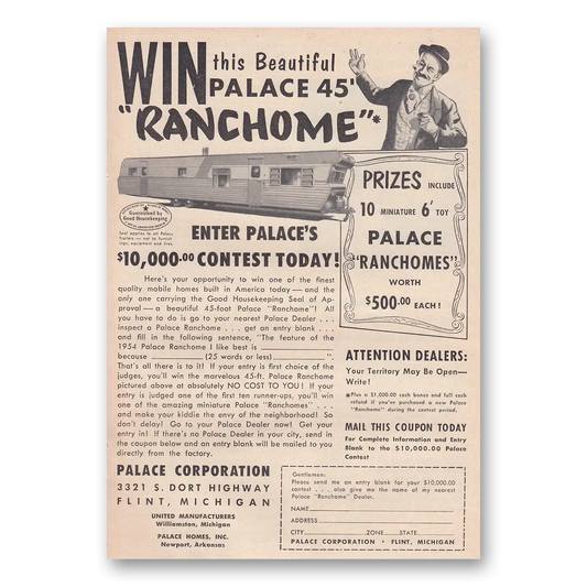 1954 Palace Ranchome Win This Beautiful Palace Vintage Magazine Print Ad