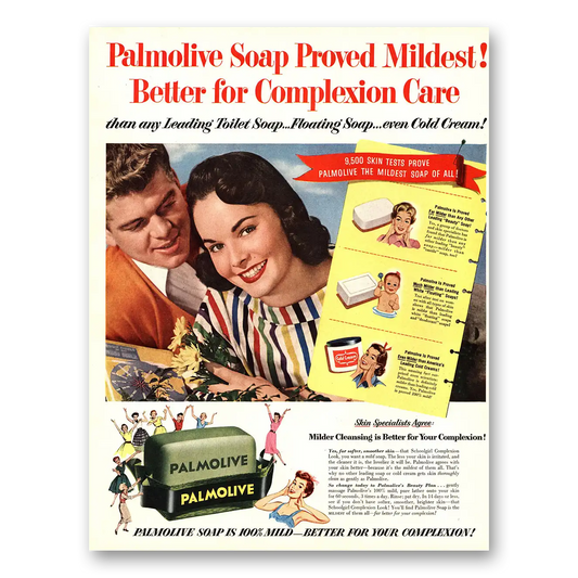 1954 Palmolive Soap Better for Complexion Care Vintage Magazine Print Ad