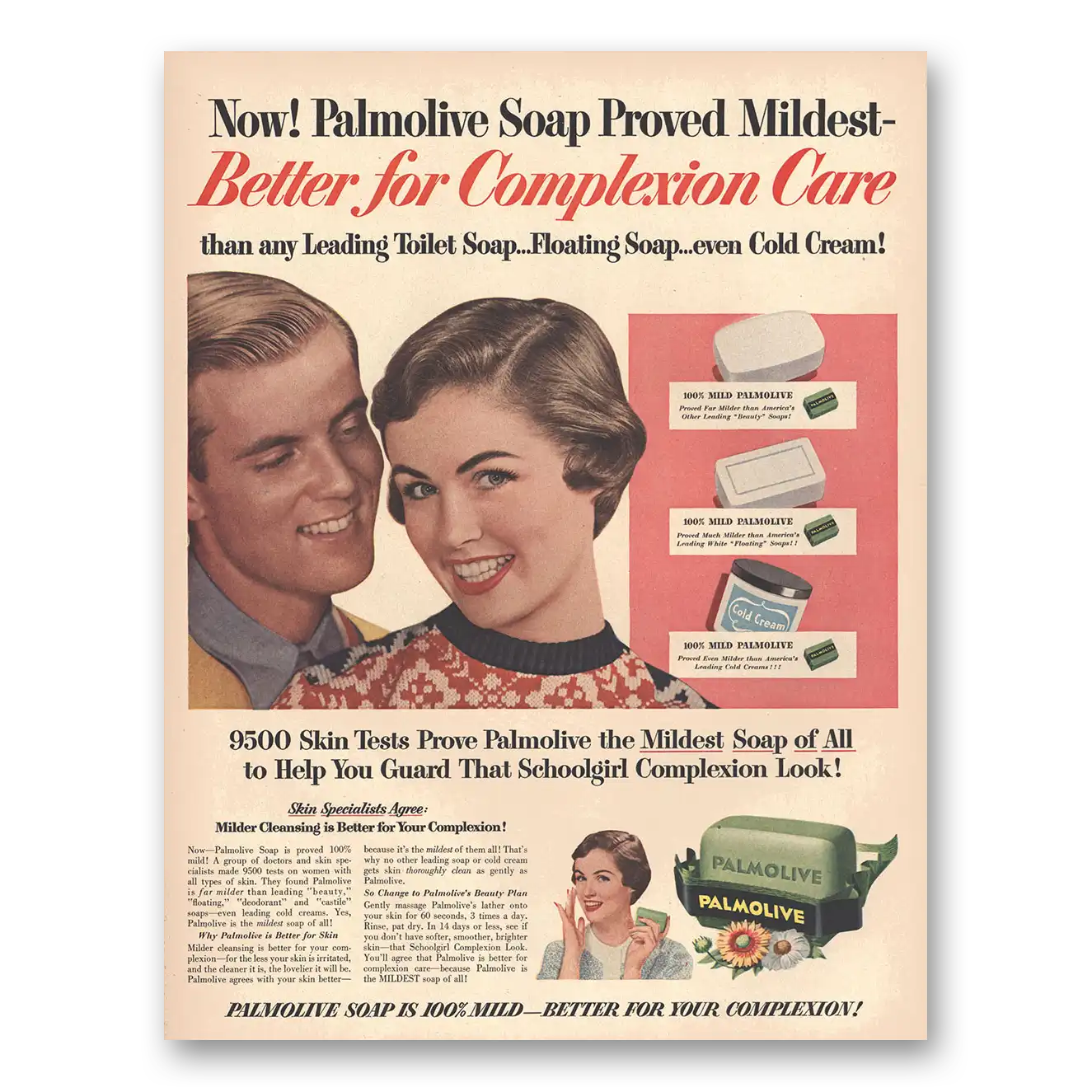 1954 Palmolive Soap Mildest Soap of All Vintage Magazine Print Ad