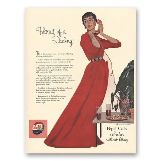 1954 Pepsi Portrait of Darling Vintage Magazine Print Ad