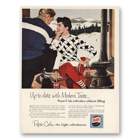 1954 Pepsi Up To Date With Modern Taste Vintage Magazine Print Ad