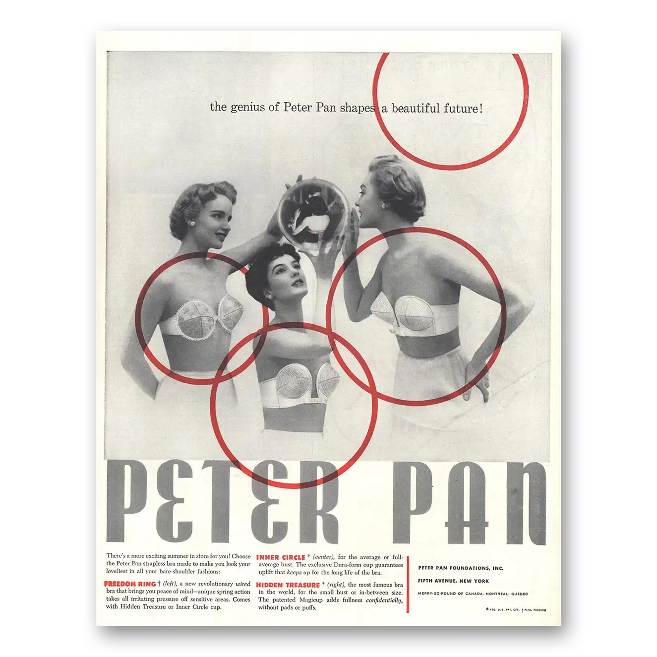 1954 Peter Pan Foundations Shapes a Beautiful Future Vintage Magazine Print Ad