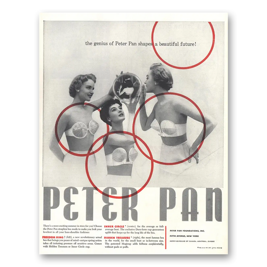 1954 Peter Pan Foundations Shapes a Beautiful Future Vintage Magazine Print Ad