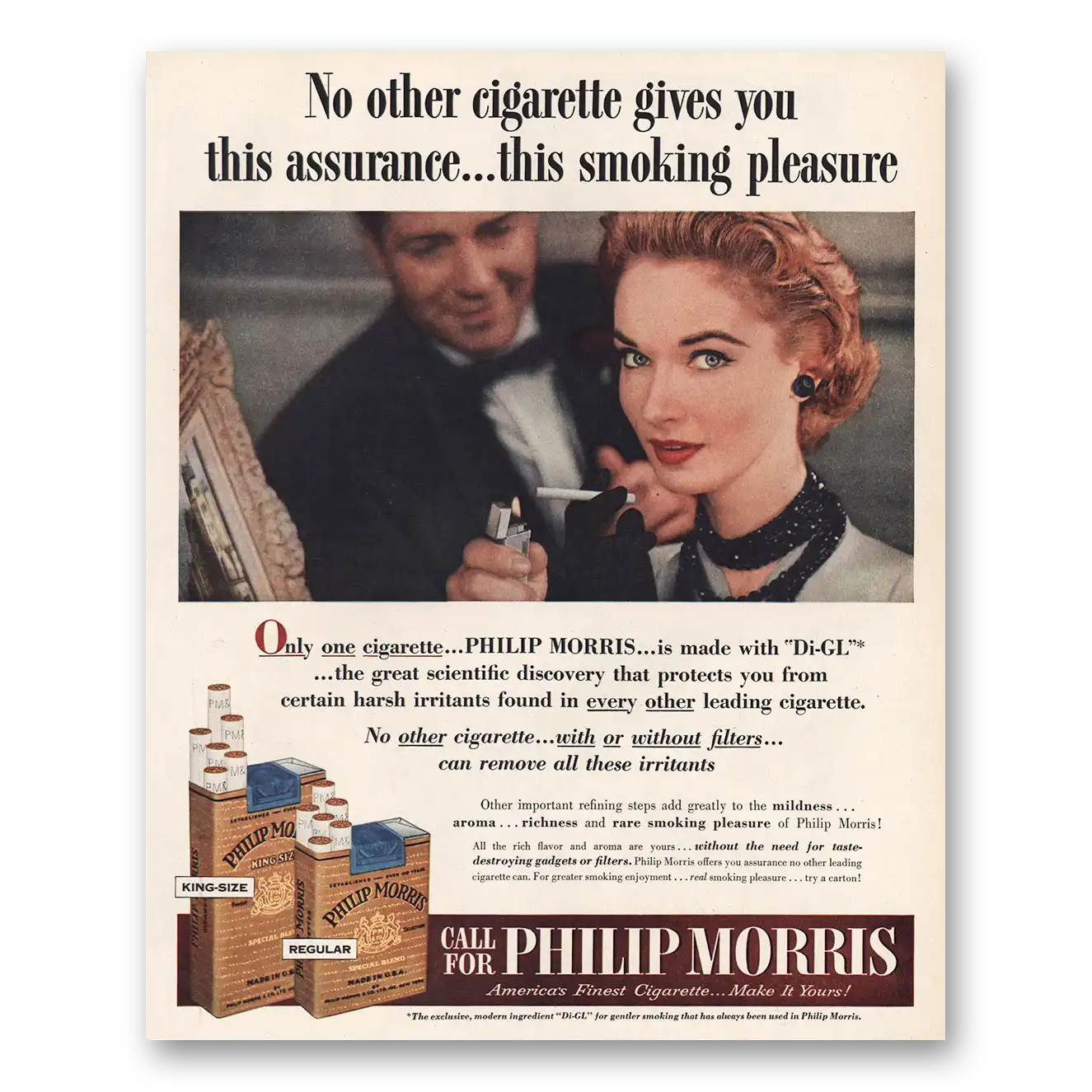 1954 Philip Morris No Other Cigarette Gives Assurance Vintage Magazine Print Ad