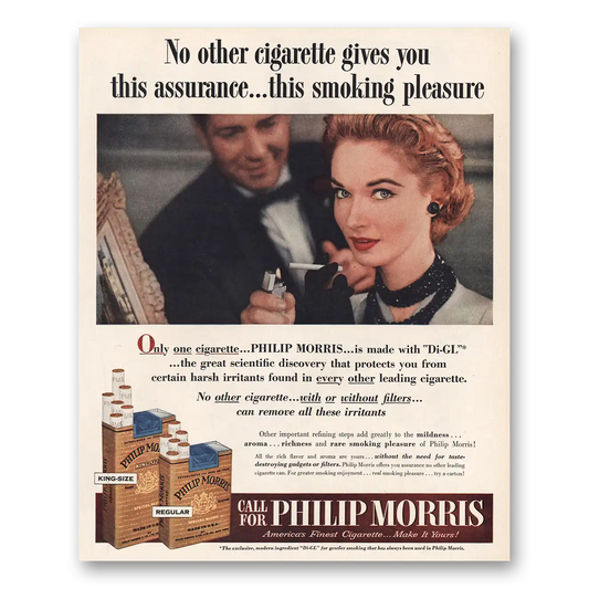 1954 Philip Morris No Other Cigarette Gives Assurance Vintage Magazine Print Ad