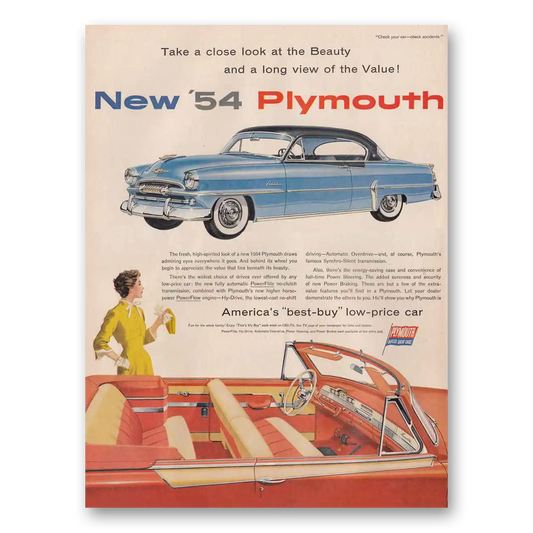 1954 Plymouth Take a Close Look at the Beauty Vintage Magazine Print Ad