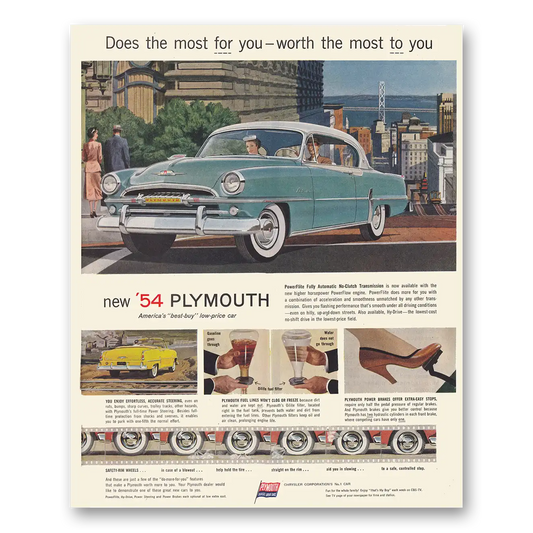 1954 Plymouth Does the Most For You Vintage Magazine Print Ad